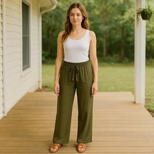 Be Bop Pants Palazzo Green Pull On